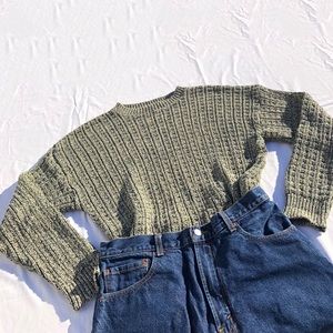 Black & Sage Green Knit Sweater